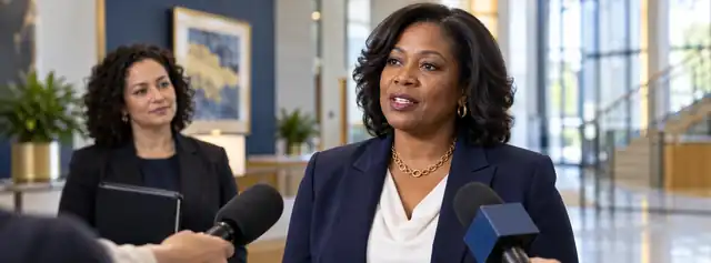 Education executive participating in a professional media interview.