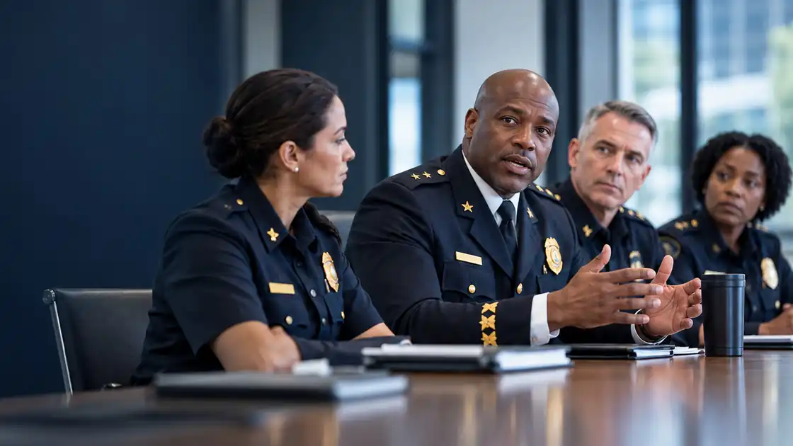 Uniformed public safety command leaders participating in an executive briefing.