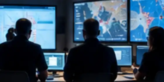 Public information team working in an emergency operations center.